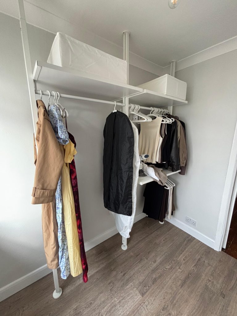 IKEA Clothes Rail, Shelves and New Oak Floor