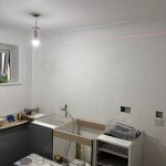 Kitchen units being fitted