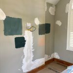 Freshly decorated living room ceiling with prepped walls